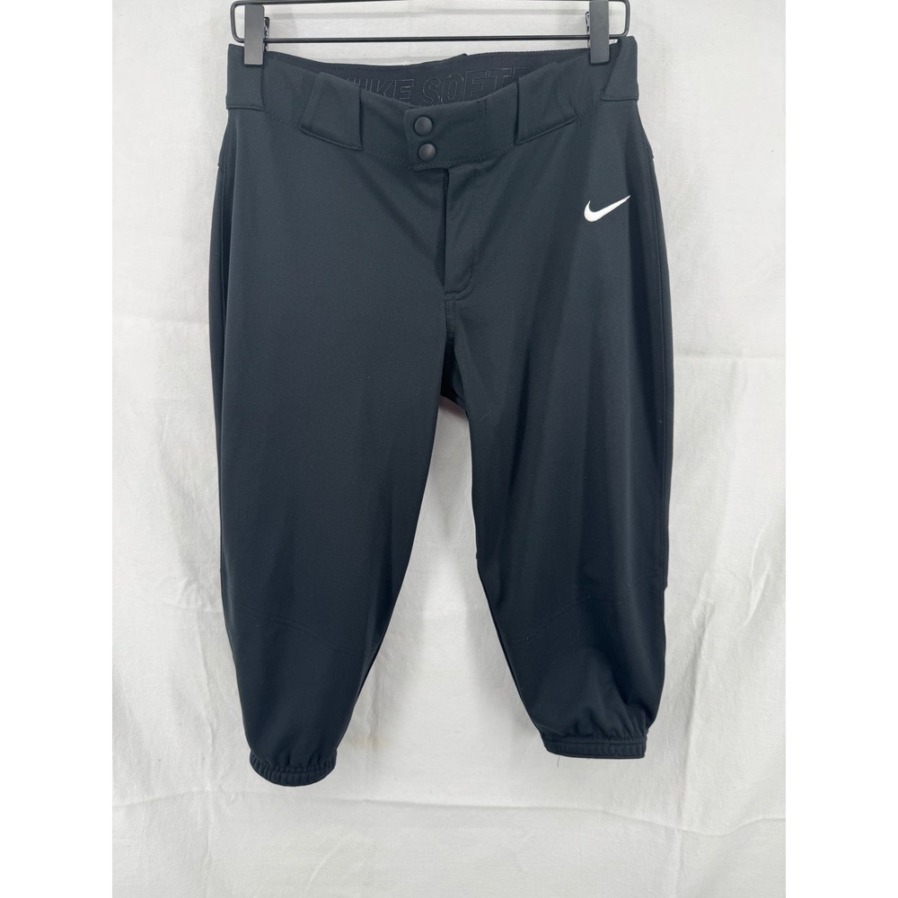 Nike Team Softball Pants Womens Medium Black Athletic Knickers Baseball 30x19